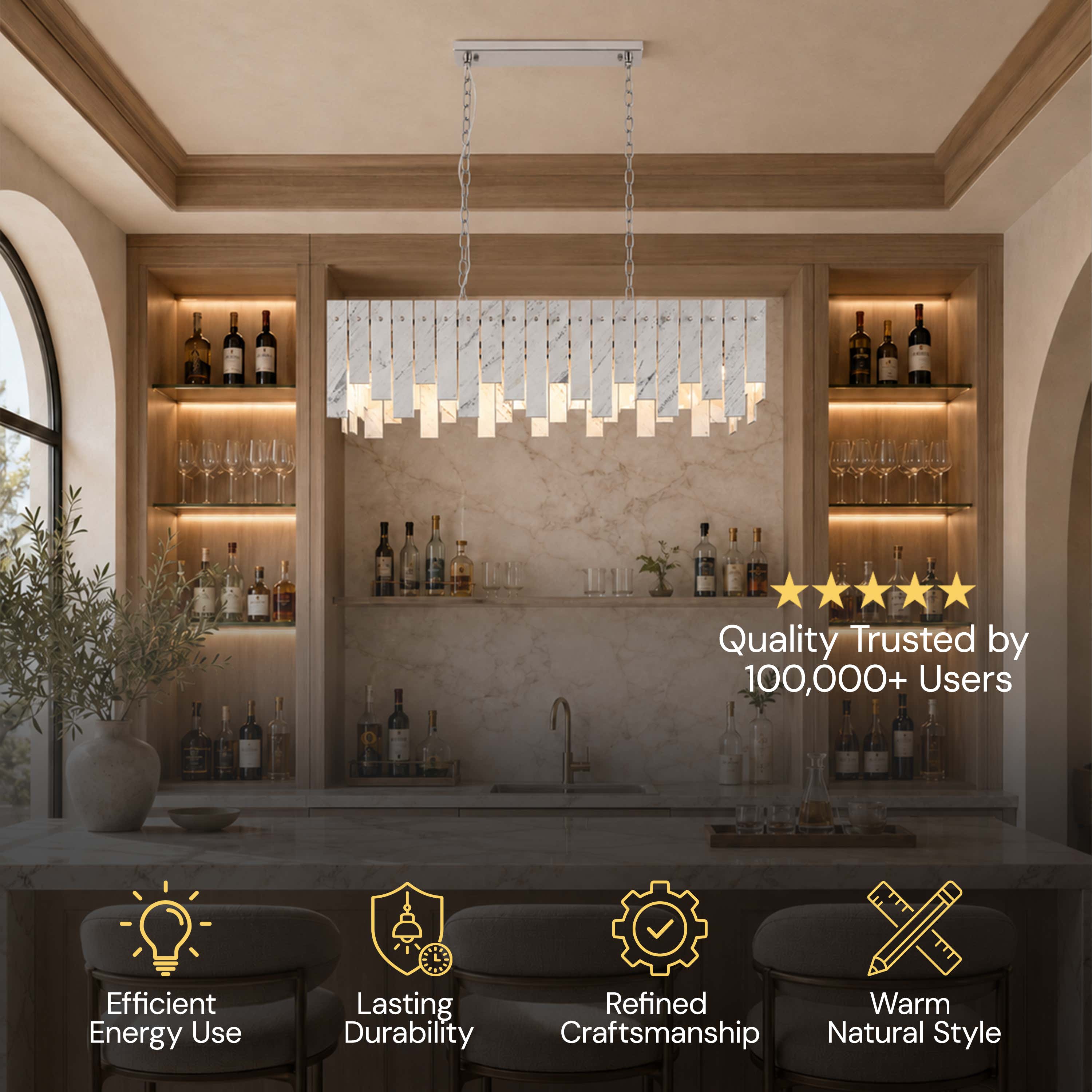 Pietra White Marble Rectangular Chandelier 36" 40"W