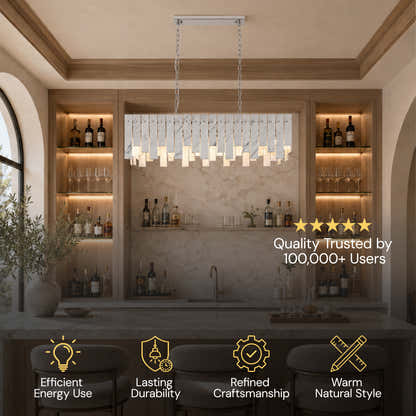 Pietra White Marble Rectangular Chandelier 36" 40"W