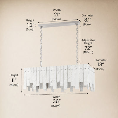 Pietra Porcelain White Marble Rectangular Chandelier 36" 40"W