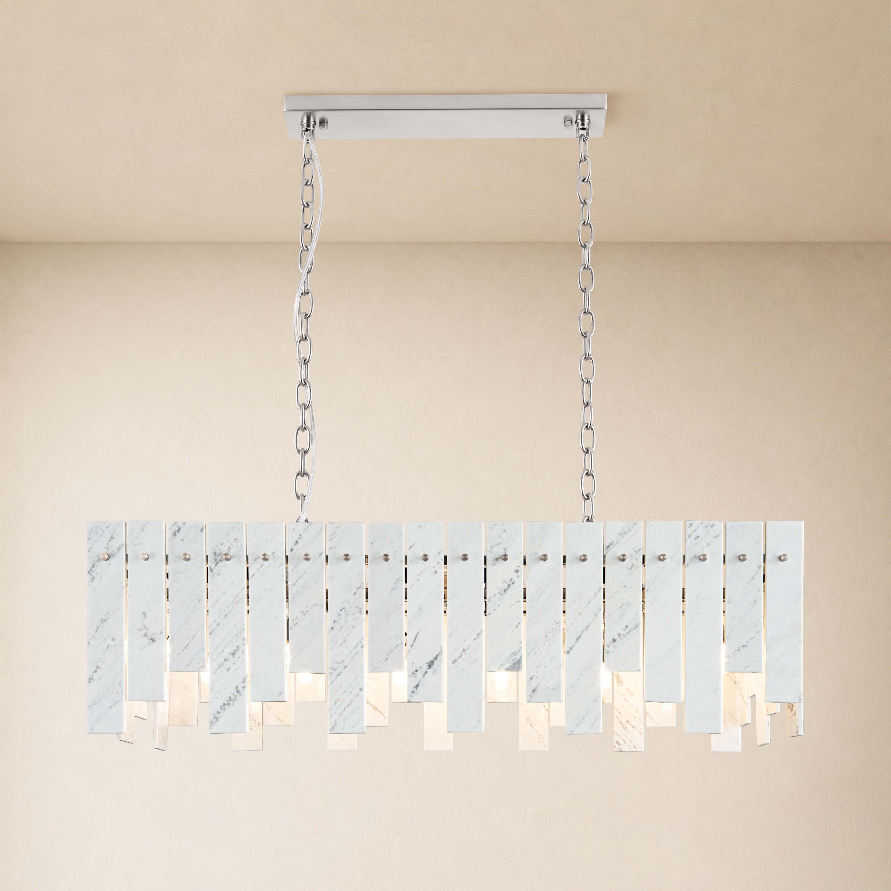 Pietra White Marble Rectangular Chandelier 36" 40"W
