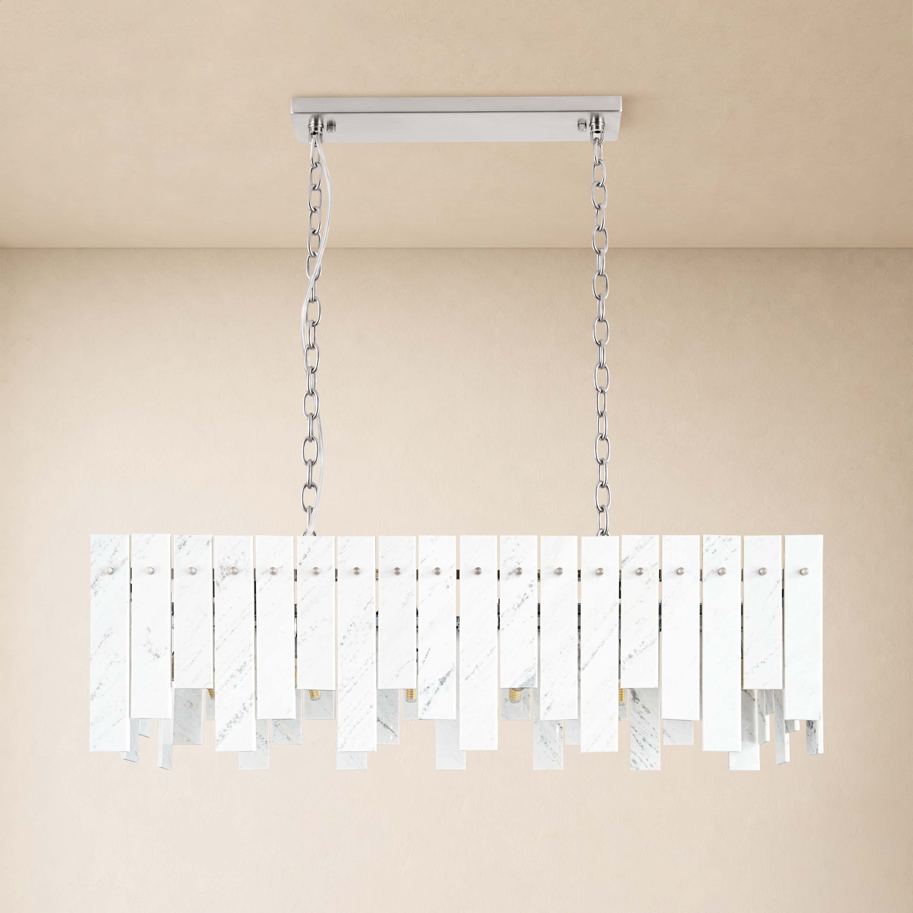 Pietra White Marble Rectangular Chandelier 36" 40"W