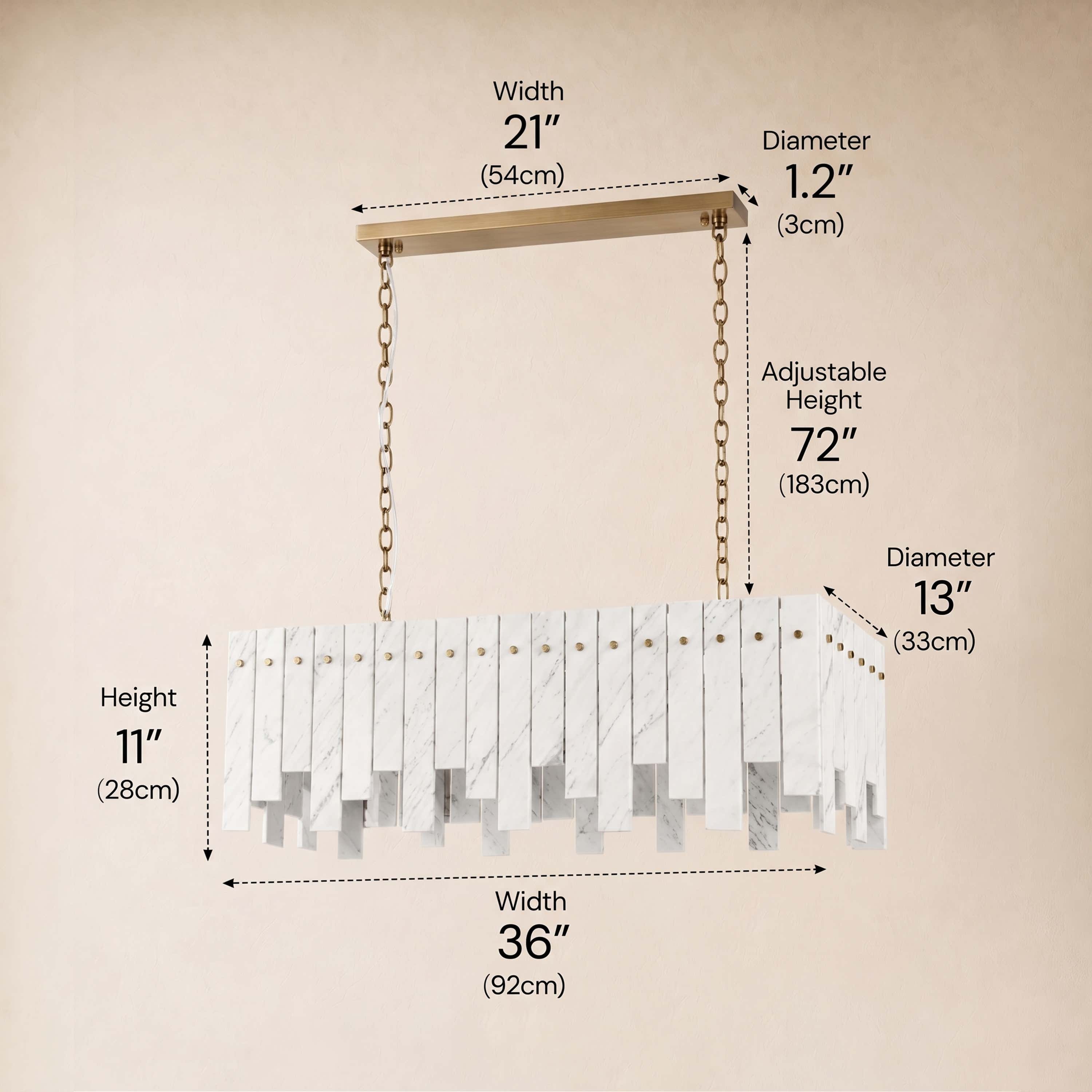 Pietra White Marble Rectangular Chandelier 36" 40"W