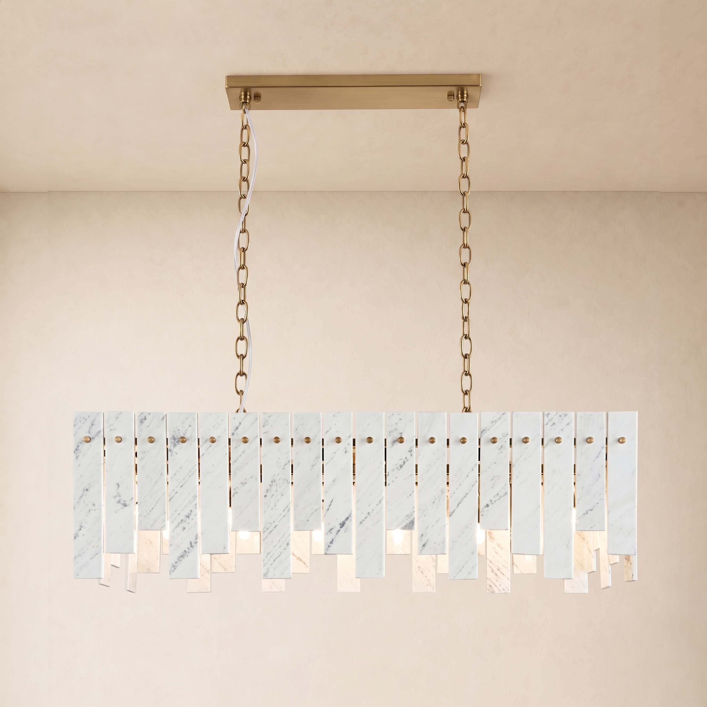 Pietra White Marble Rectangular Chandelier 36" 40"W