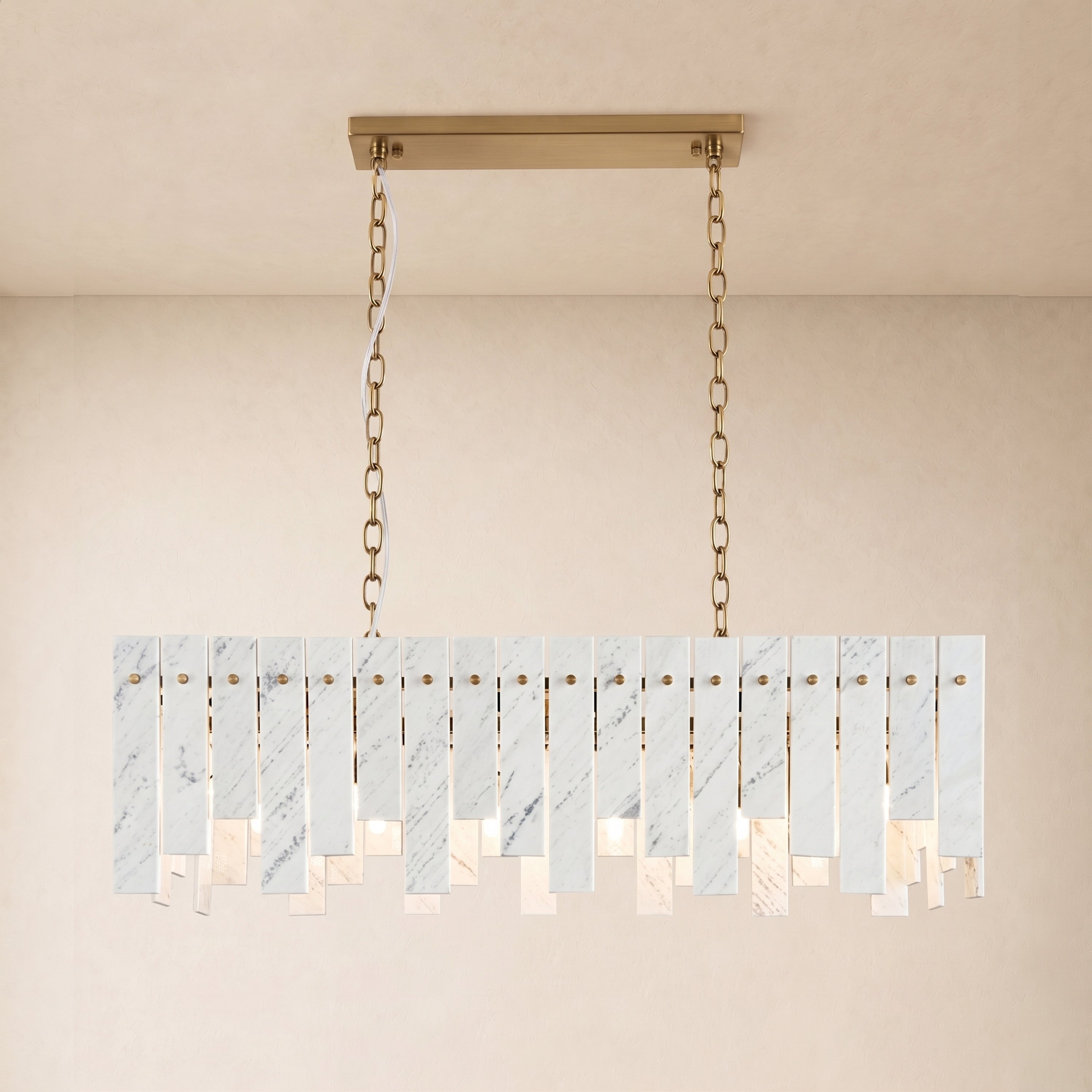 Pietra White Marble Rectangular Chandelier 36" 40"W