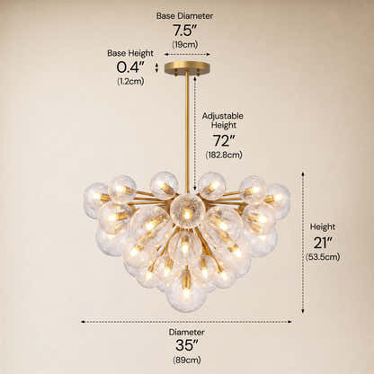 Elowen Crackled Glass Cluster Round Chandelier 24" 35"D