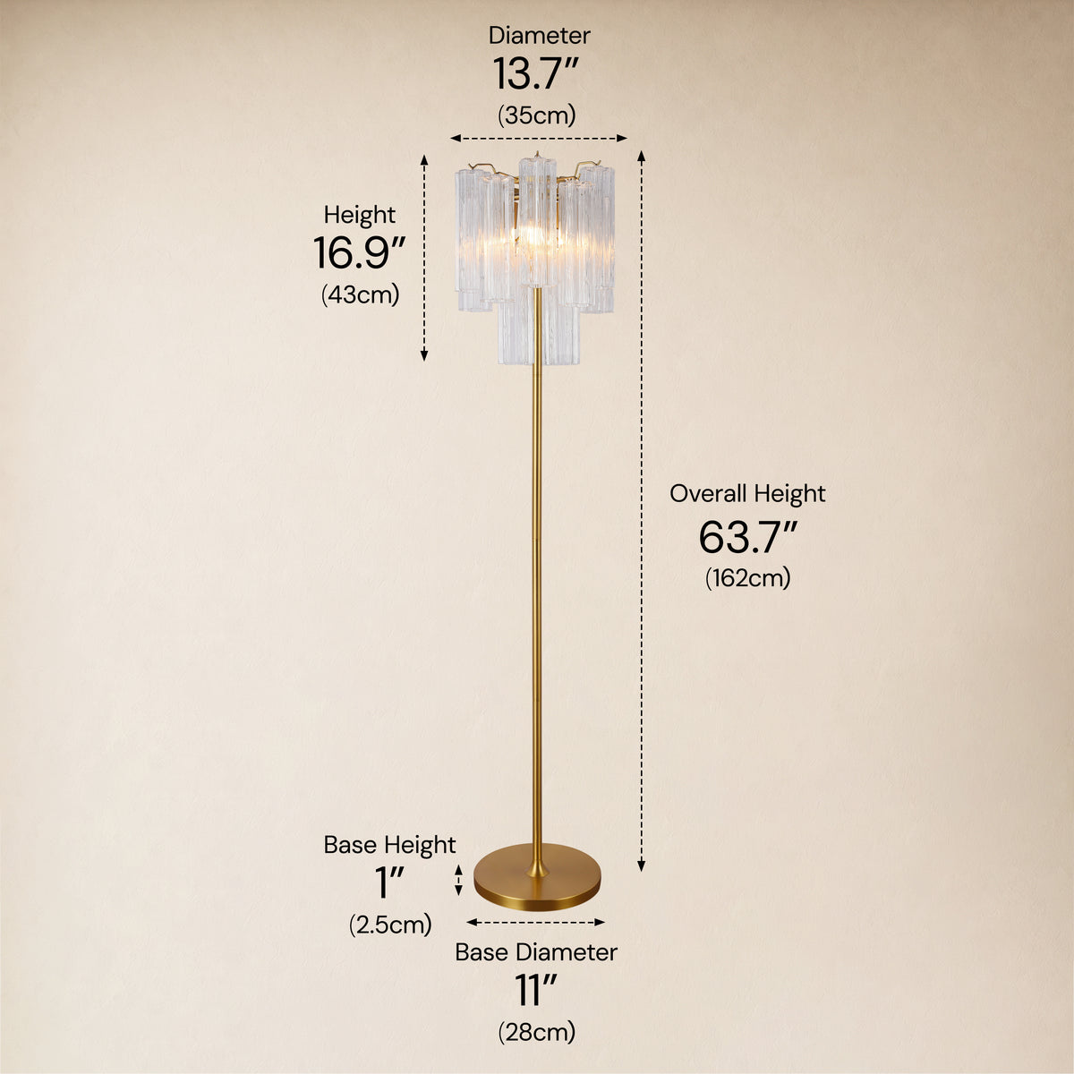 Lumeris Glass Tiered Floor Lamp 13.7"D 