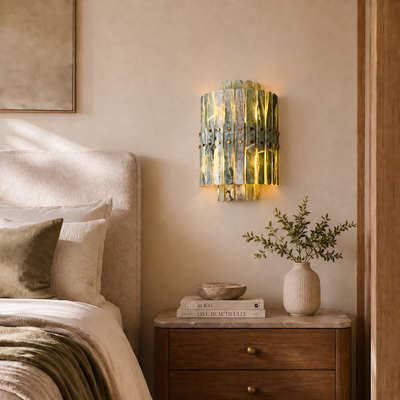 Pietra Green Marble Round Wall Sconce 11.8"D