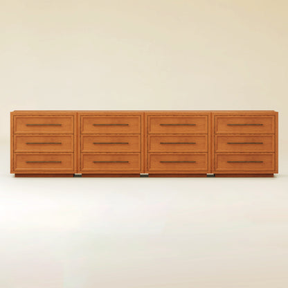 Alvar 126″ Oak 12-Drawer Chest(Set of 4)