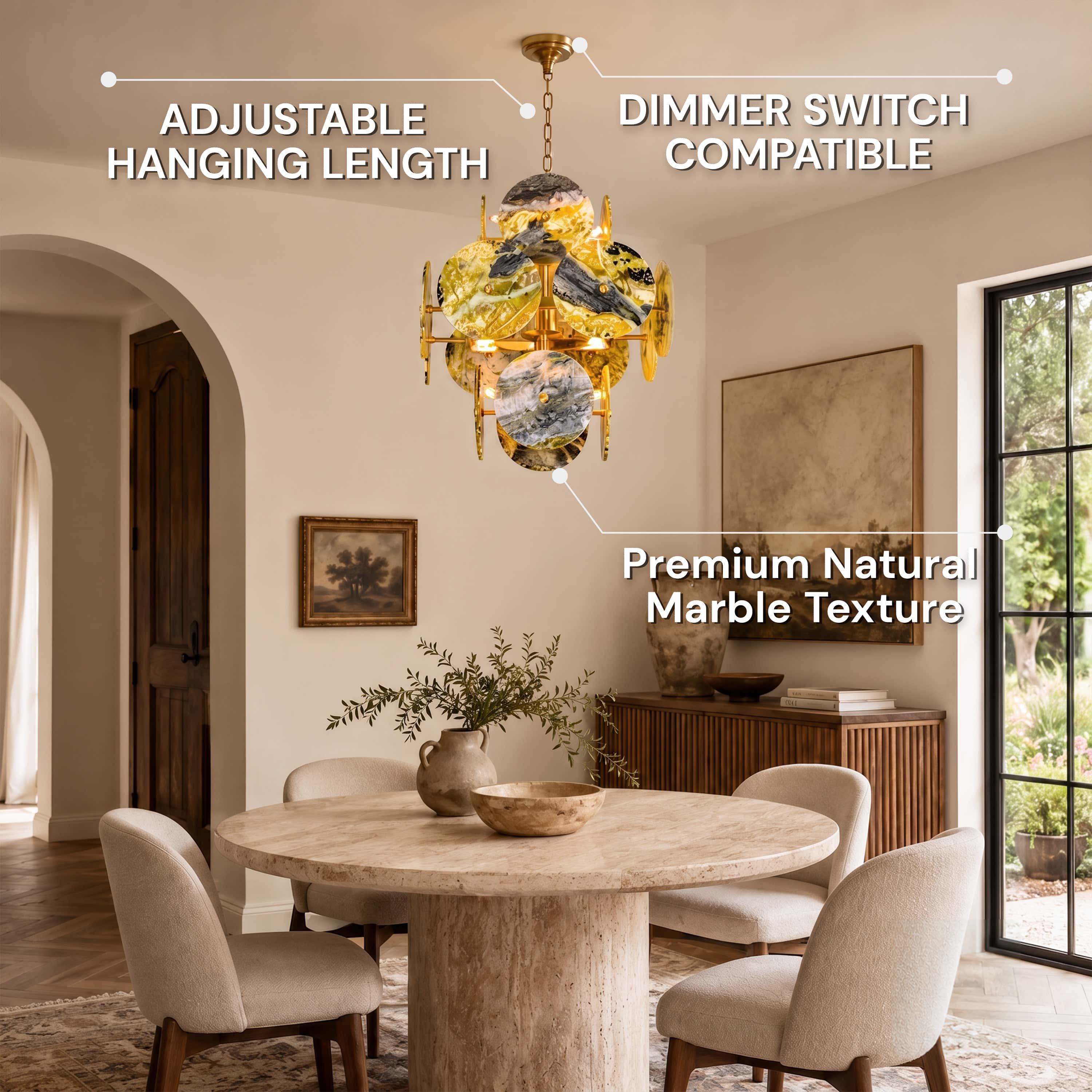 Pietra Green Marble Pendant 17.7"D