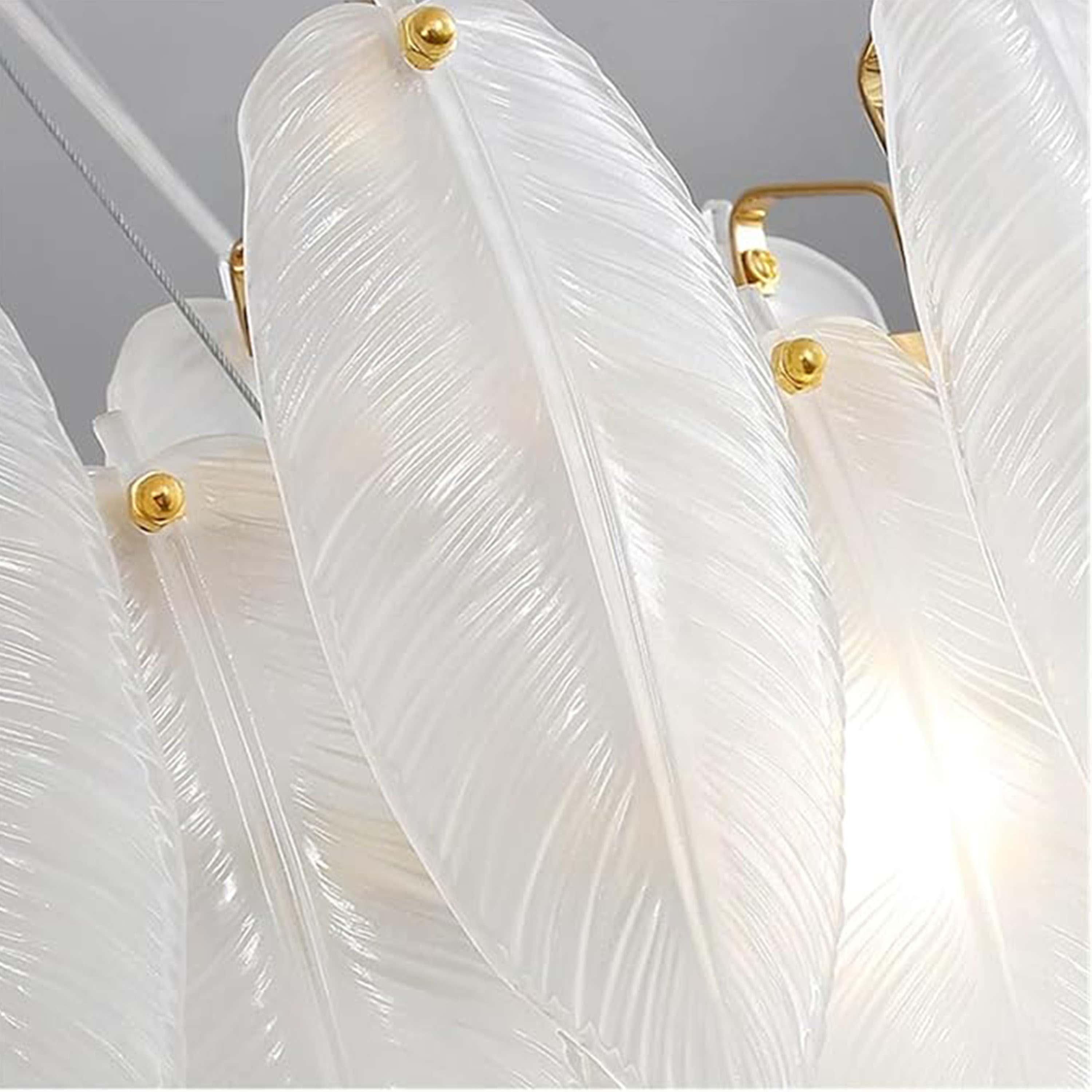 Avelis Glass Feather Round Chandelier 80cm D