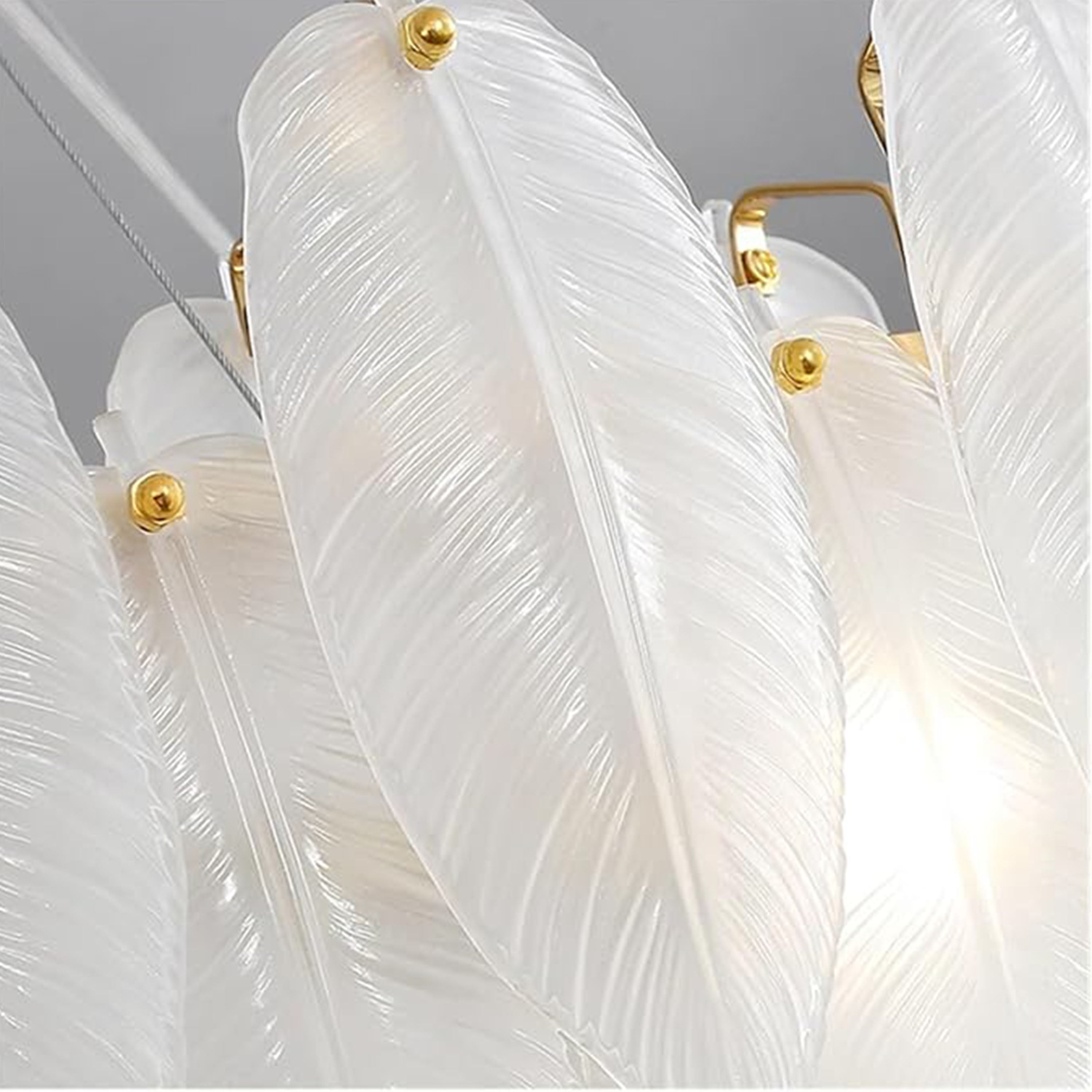 Avelis Glass Feather Round Chandelier 60cm D