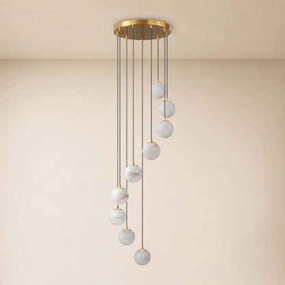 Solindra Resin Alabaster Texture Globe Cascade Chandelier