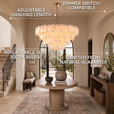 Moira Alabaster Multi-Tier Round Chandelier 48"D