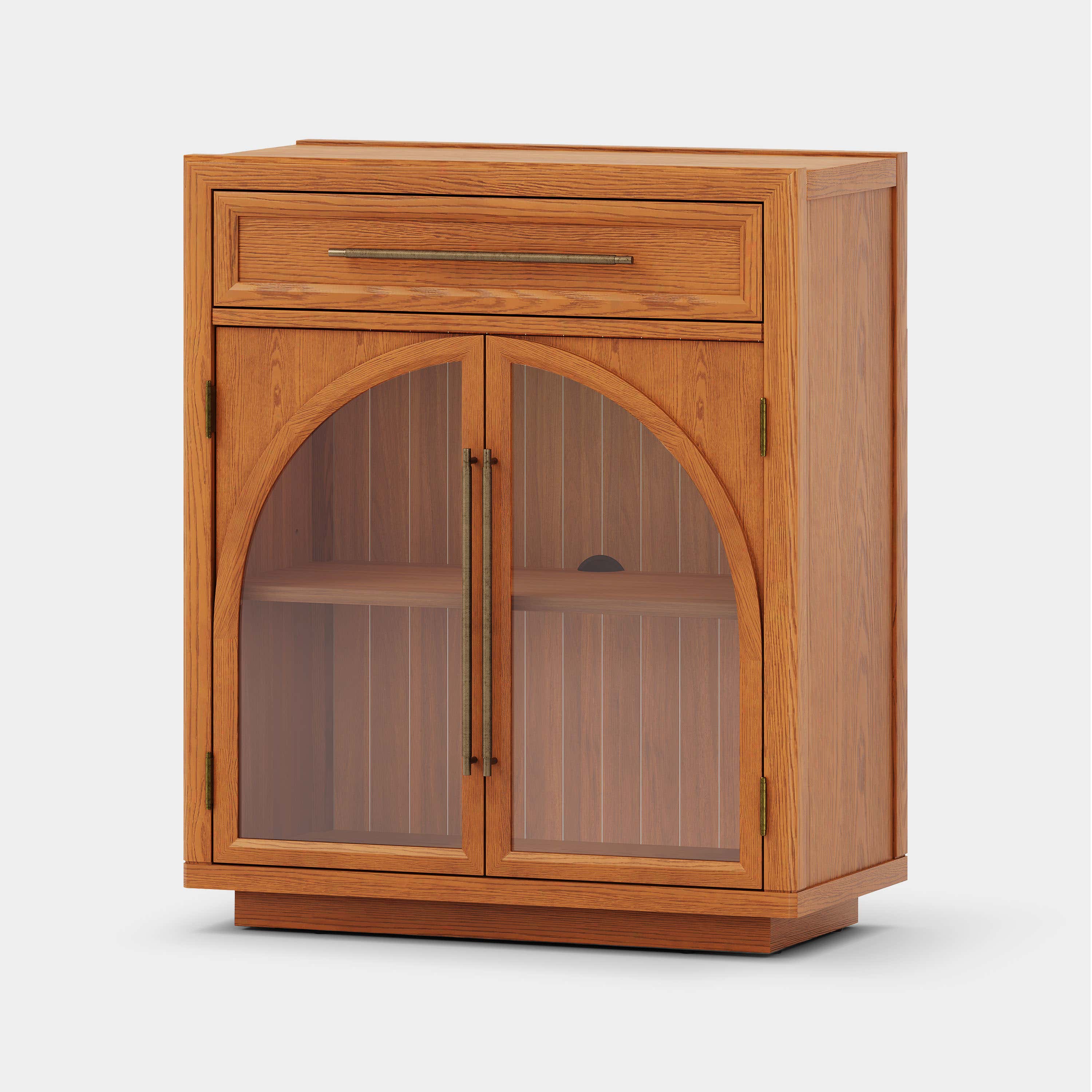 Alvar Arched 32" Oak Storage Cabinet with Drawers