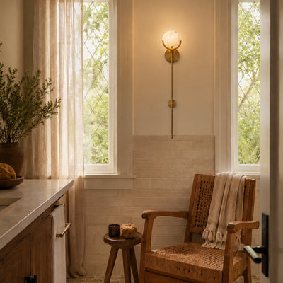 Alabaster Ava Brass Wall Lamp