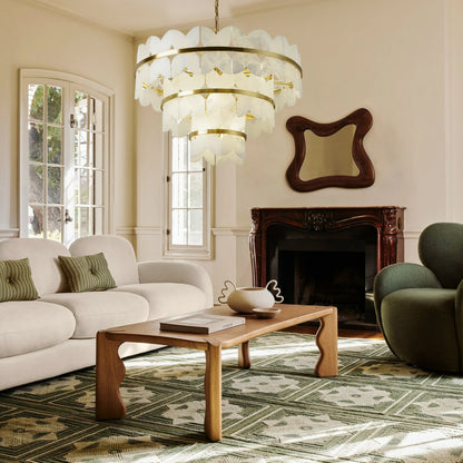 Cloudscape Alabaster Brass 3-Layer Chandelier 80cm D