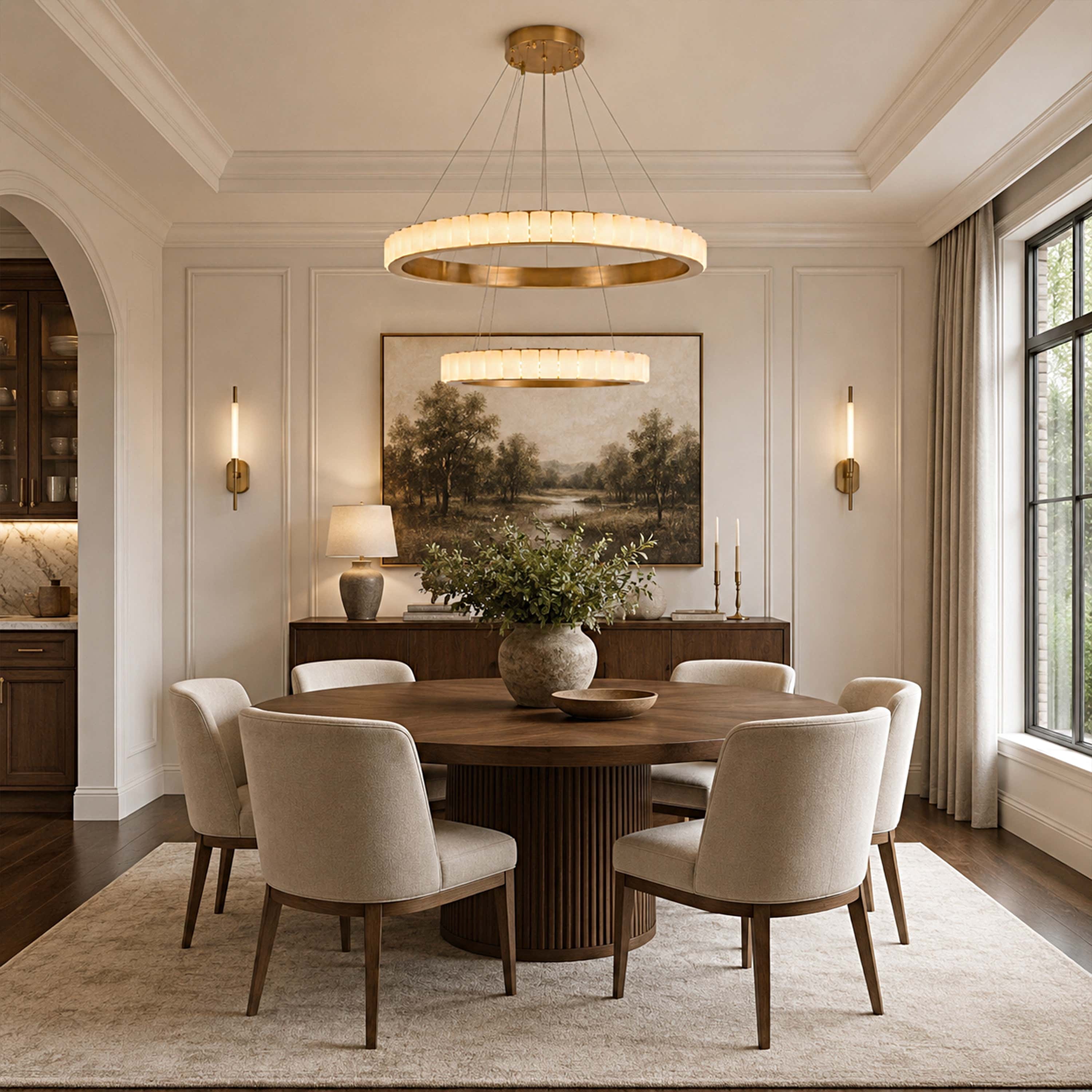 Celestine Alabaster 2-Tier Round Chandelier 40.1"D