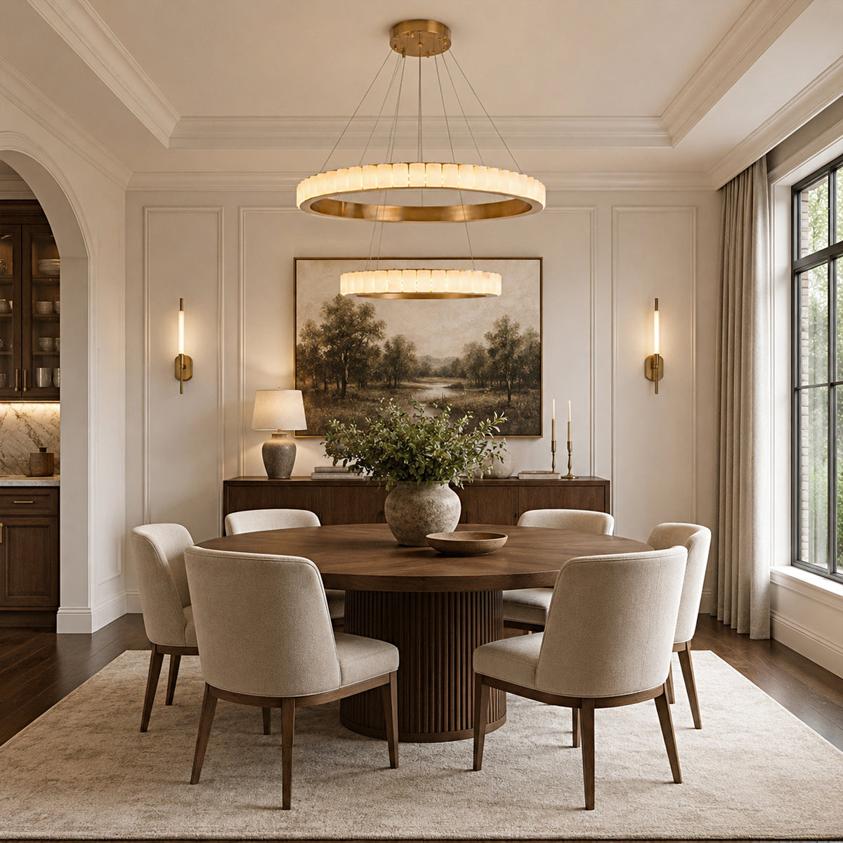 Celestine Alabaster 2-Tier Round Chandelier 40.1"D