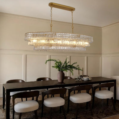 Ondalia Tiered Glass Oval Chandelier 54"W