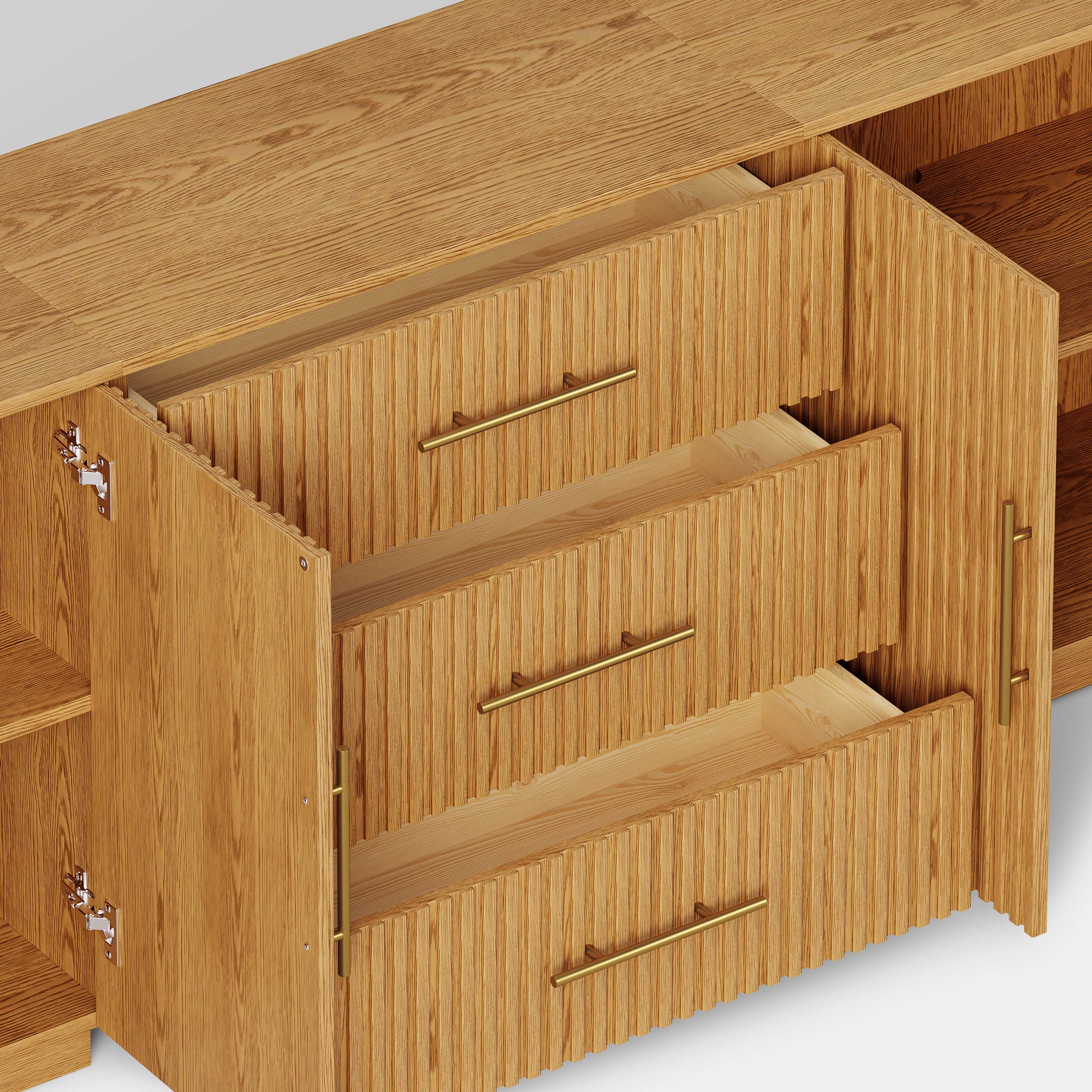 Holt Oak Modular Media Console (Set of 3)