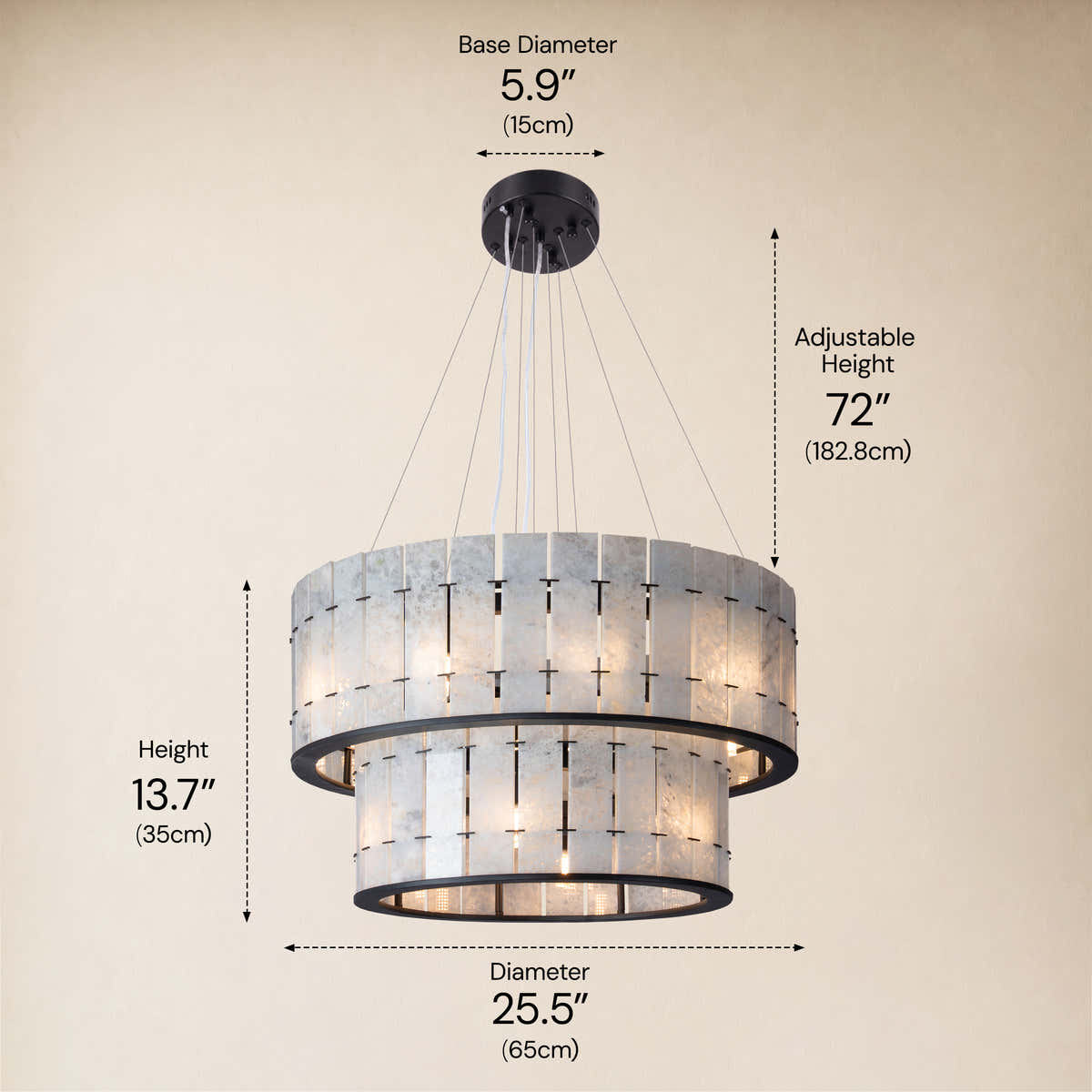Pietra Blude Marble Two-Tier Round Chandelier 25.5"D dimensions 2