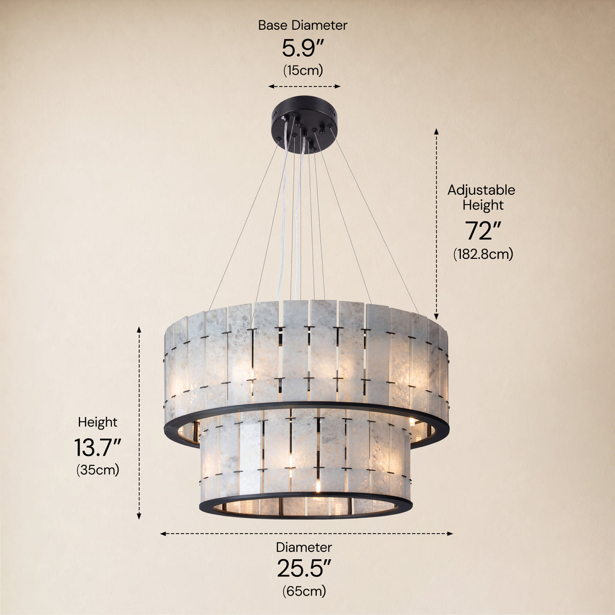 Pietra Blude Marble Two-Tier Round Chandelier 25.5"D