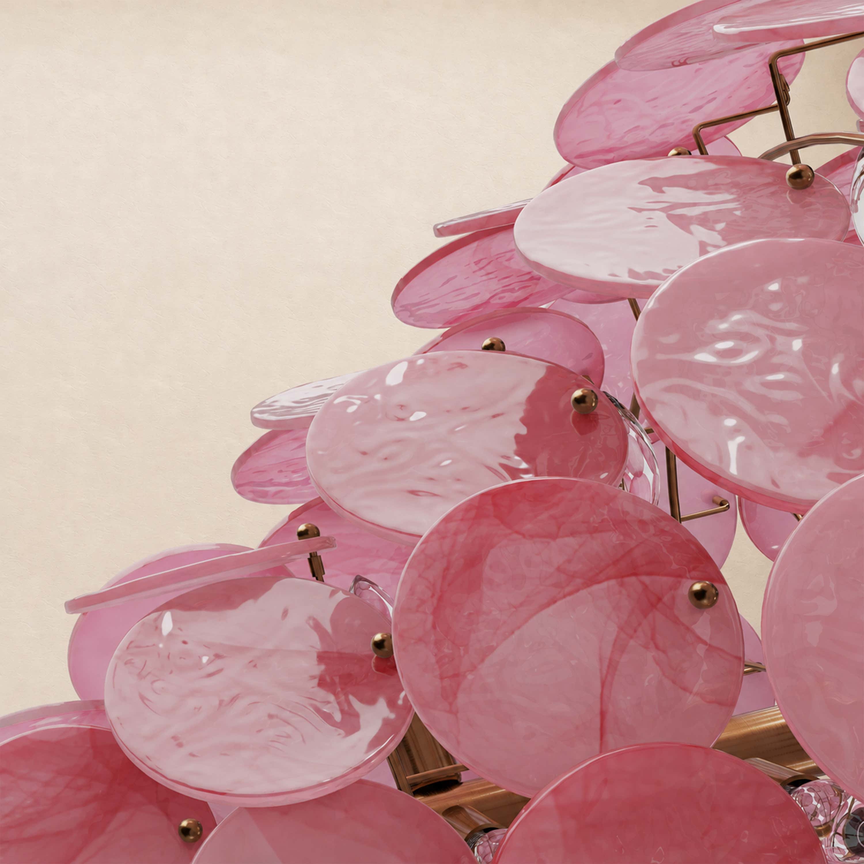 Auralis Pink Glass Disc Round Chandelier 20" 24" 31.5"D