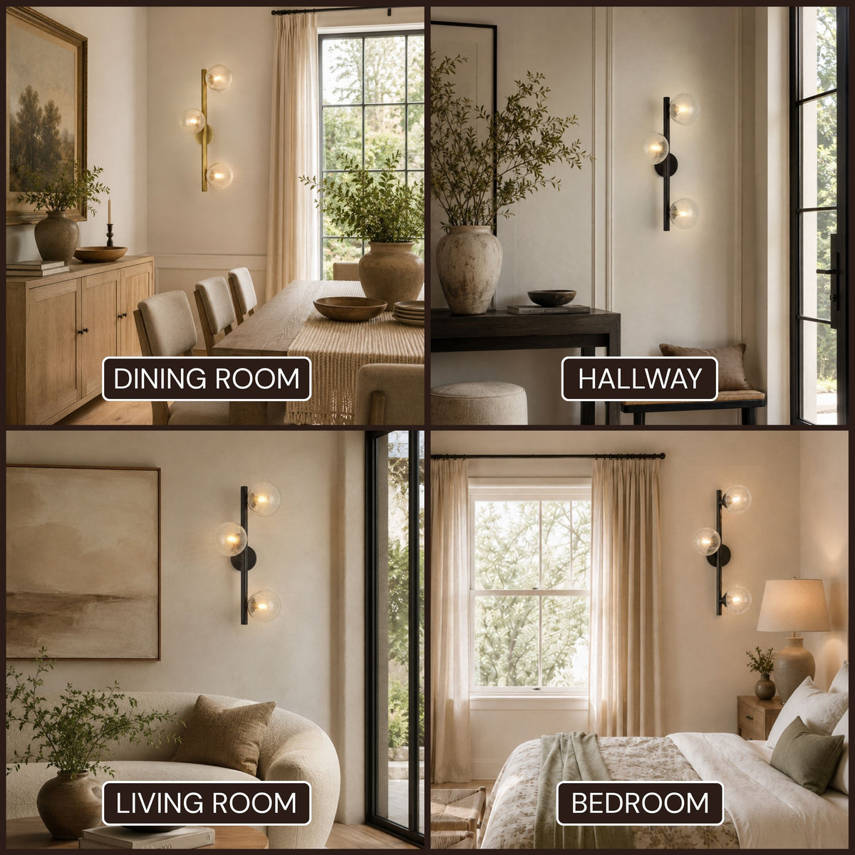 Elowen Glass Globe Wall Sconce 20"H