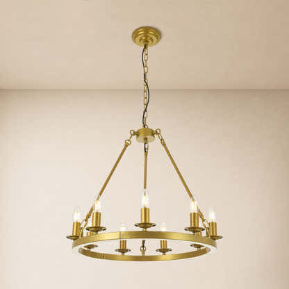Wagon Wheel Candle Round Chandelier 26"D