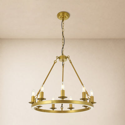 Wagon Wheel Candle Round Chandelier 26"D
