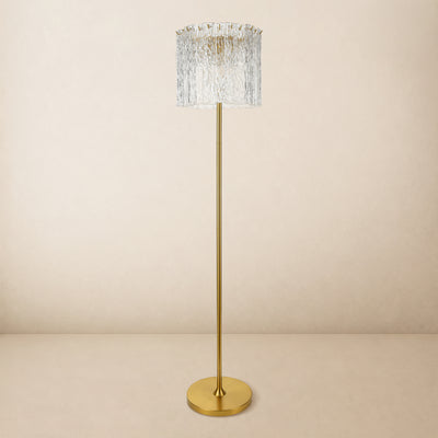 Nerisse Textured Glass Drum Floor Lamp 14"D 