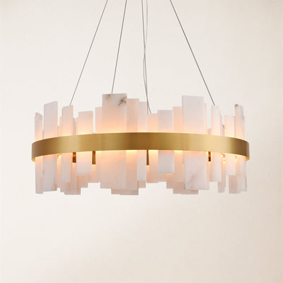Nocturne Alabaster Round Chandelier 32"