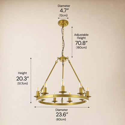Wagon Wheel Candle Round Chandelier 26"D