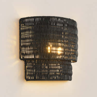 Cavana Rattan Wall Sconce#Finish_Black