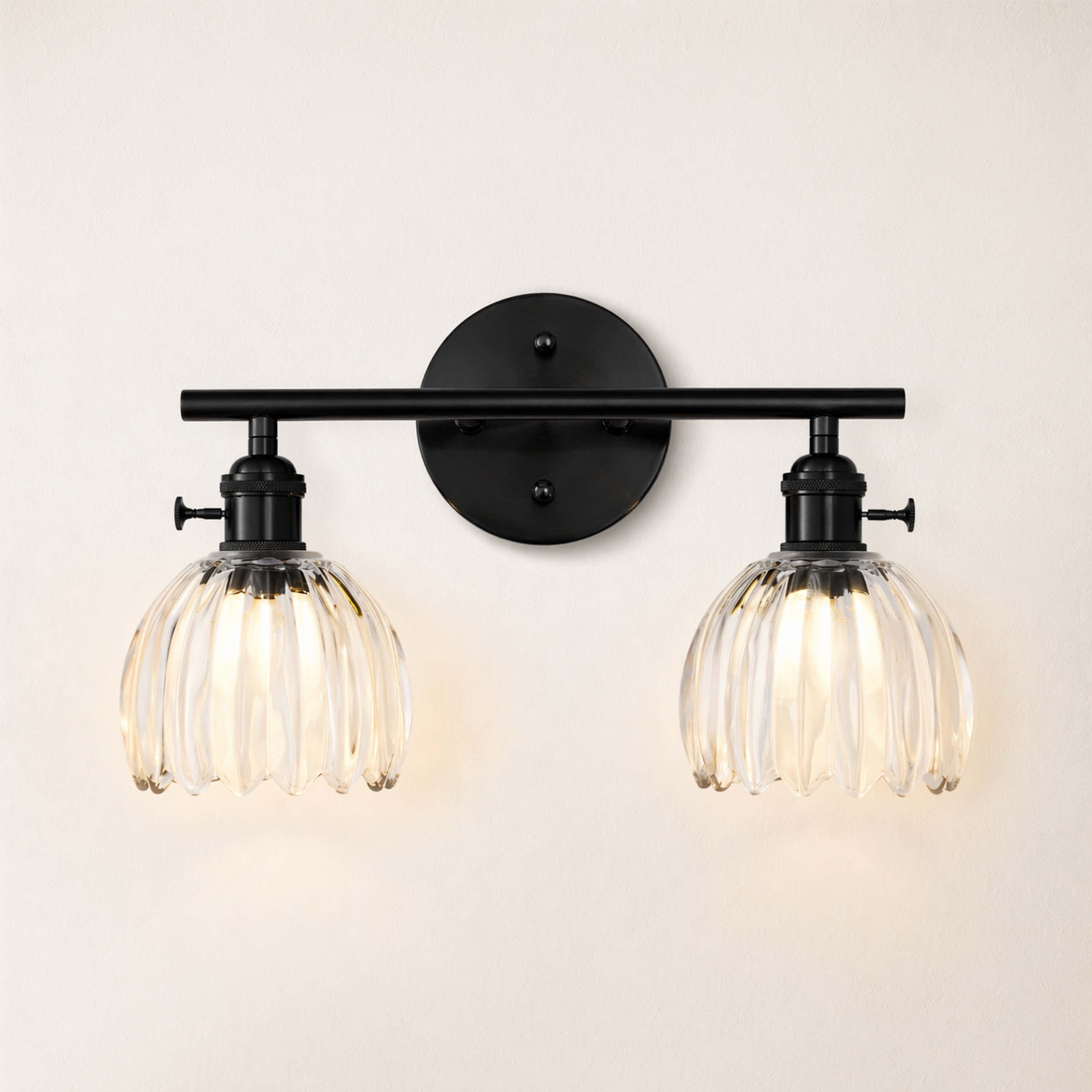 Orbixa Clear Glass 2-Lights Wall Sconce 37.8cm W
