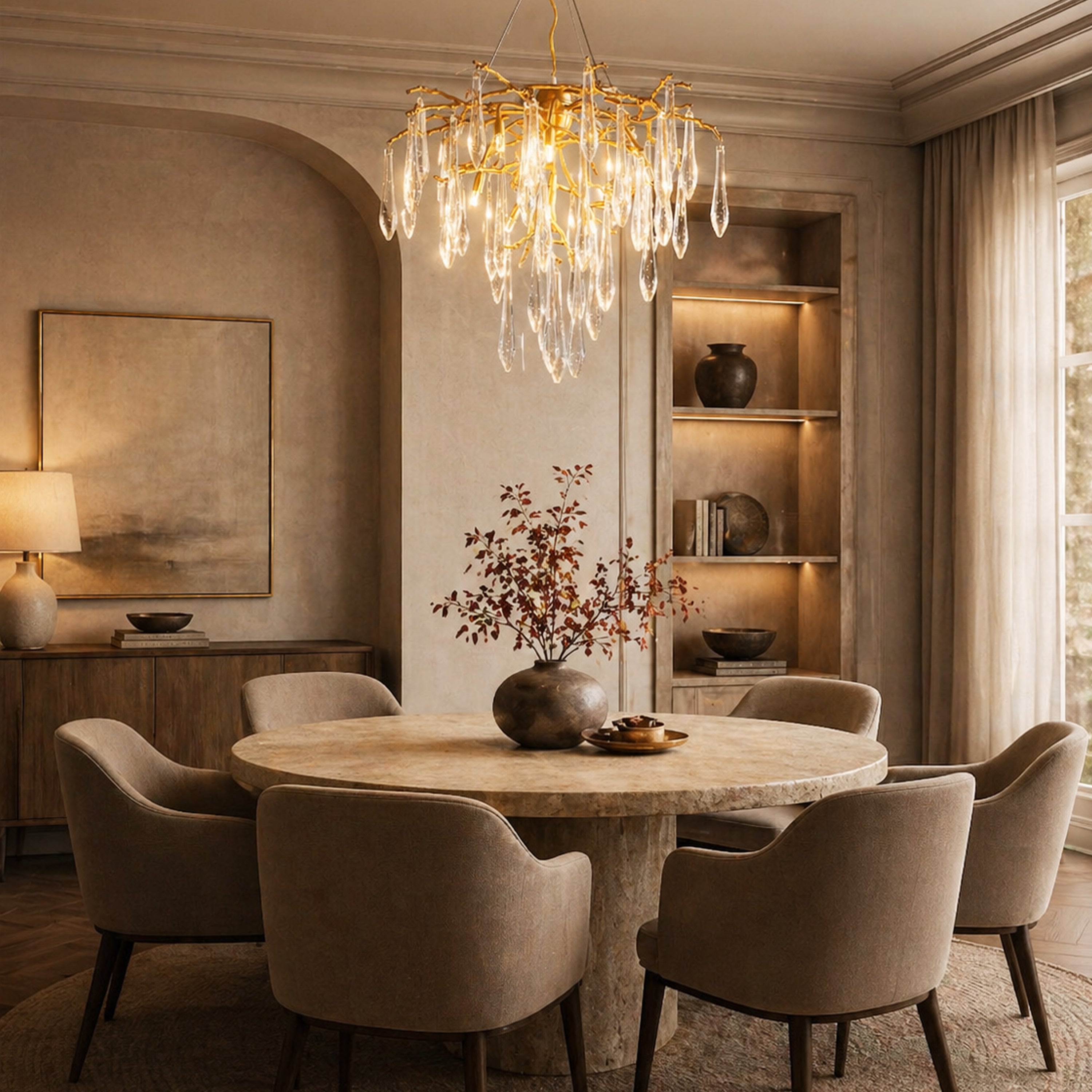 Aurevia Crystal Branch Round Chandelier