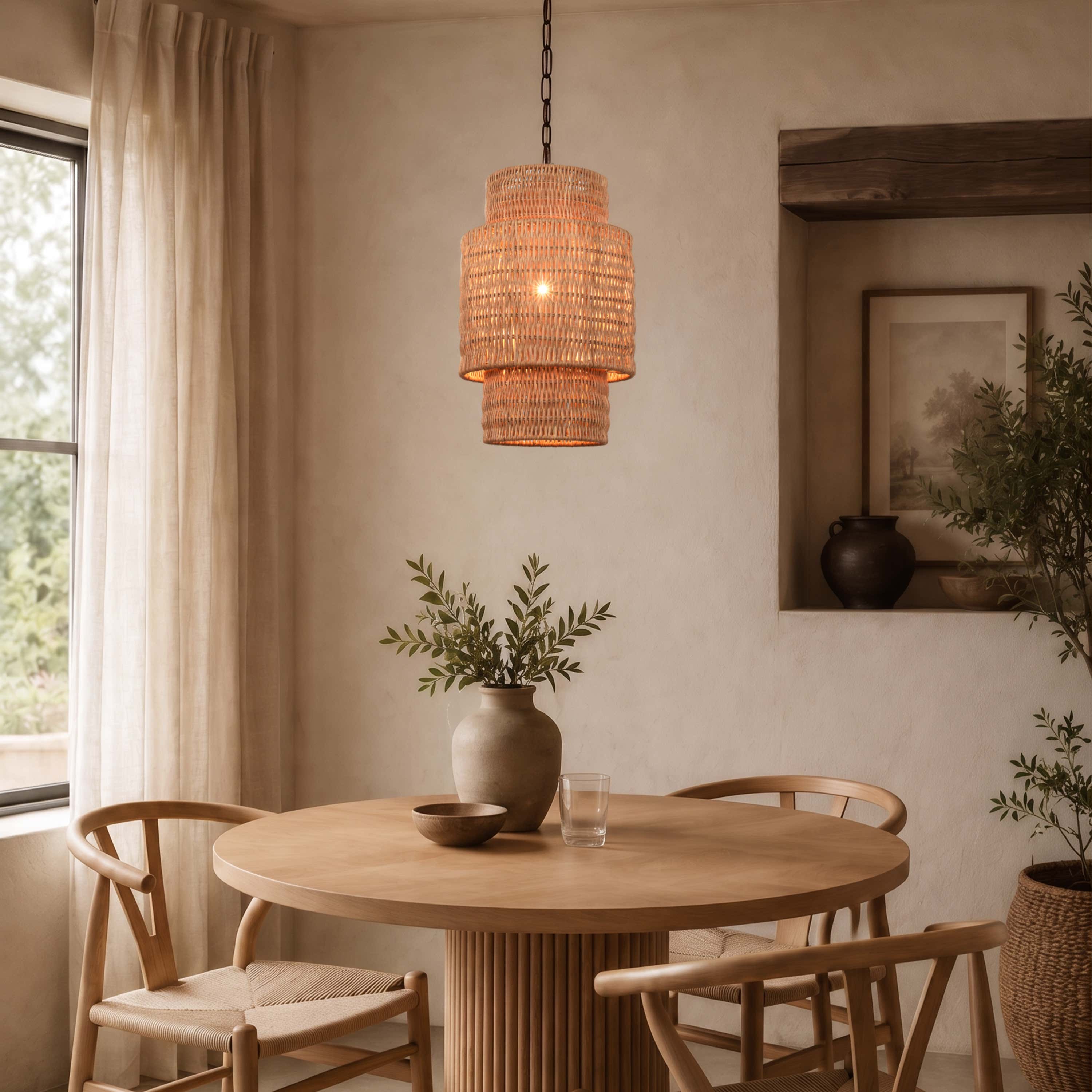 Cavana Rattan Round Pendant 9"D