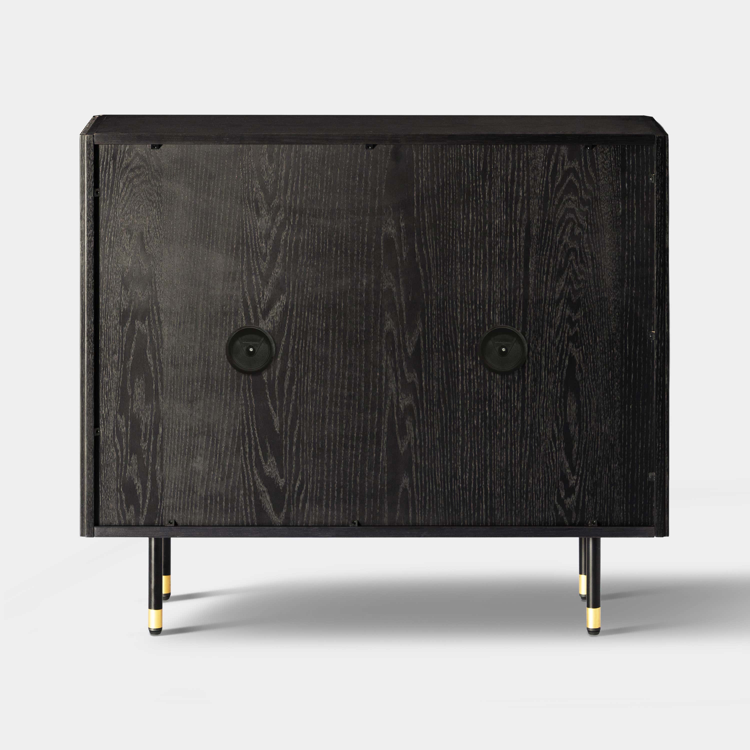 Ewan Oak Media Console and Cabinet Set