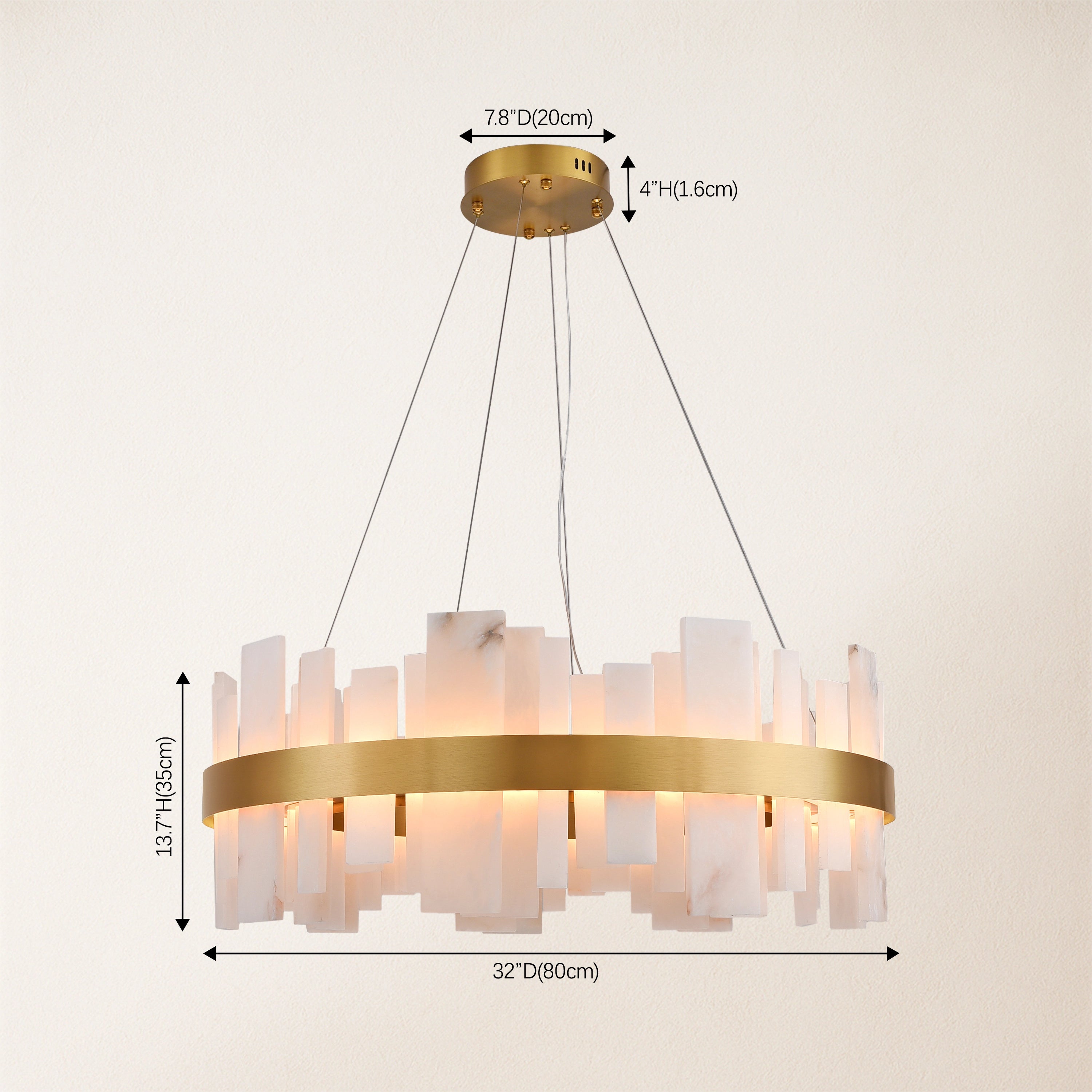 Nocturne Alabaster Round Chandelier 80cm