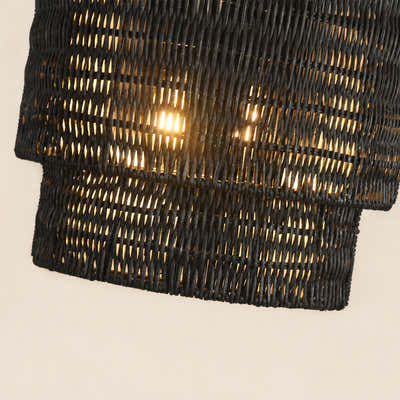 Cavana Rattan Wall Sconce#Finish_Black
