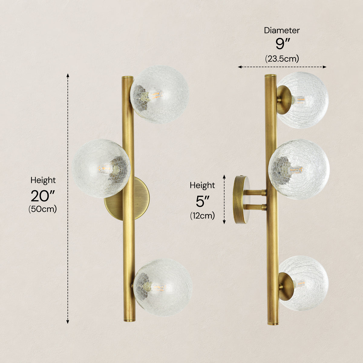 Elowen Glass Globe Wall Sconce 20"H