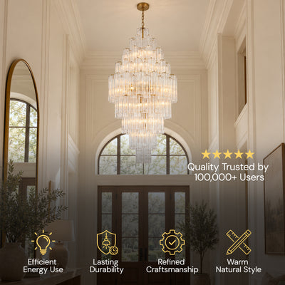 Lumeris Crystal Cascade Chandelier 36"D