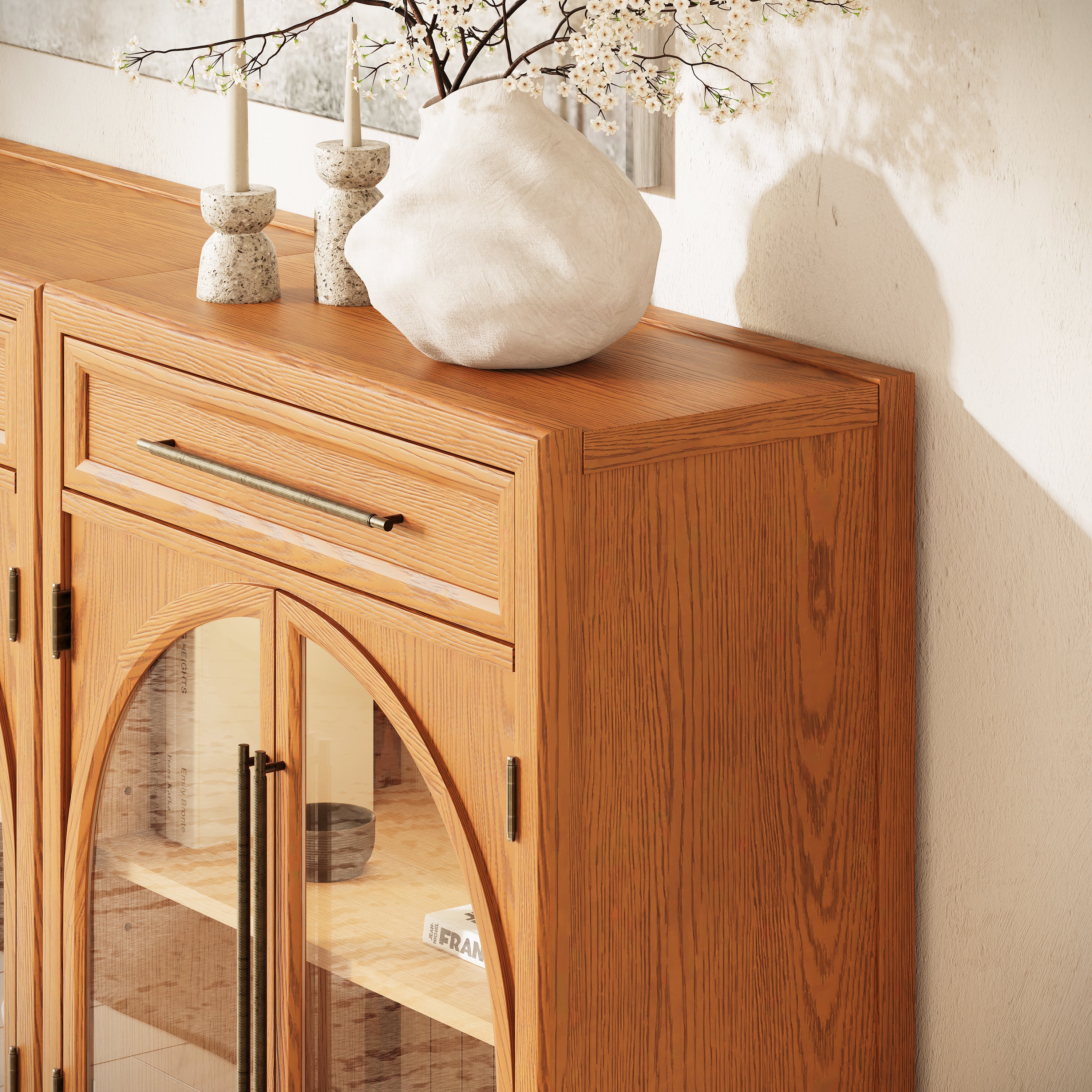 Alvar Arched 96" Oak Sideboard with Drawers(Set of 3)