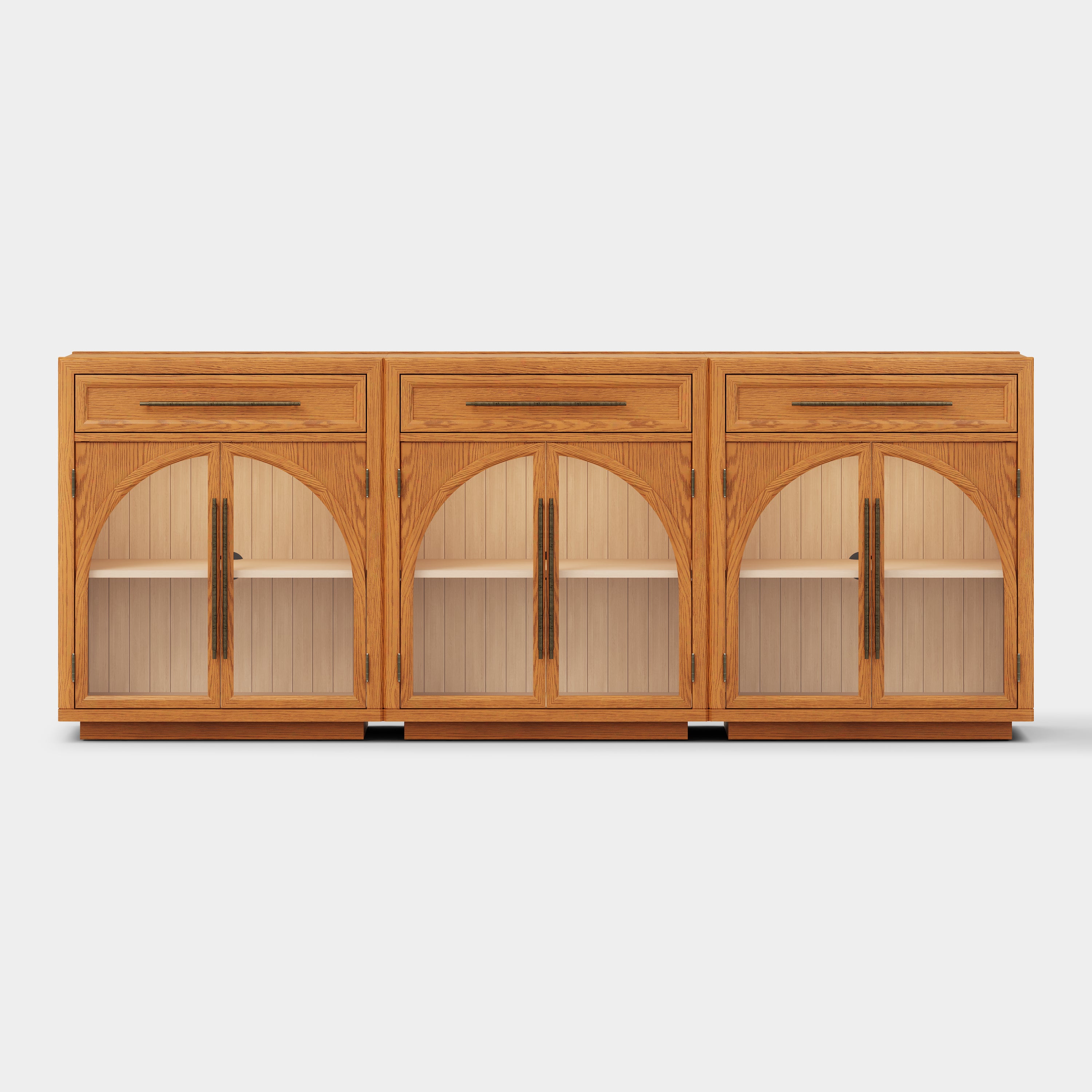 Alvar Arched 96" Oak Sideboard with Drawers(Set of 3)
