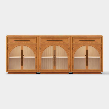 Alvar Arched 96" Oak Sideboard with Drawers(Set of 3)