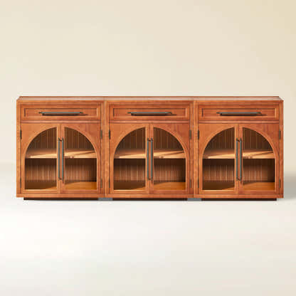 Alvar Arched 94.5" Oak Sideboard with Drawers(Set of 3)