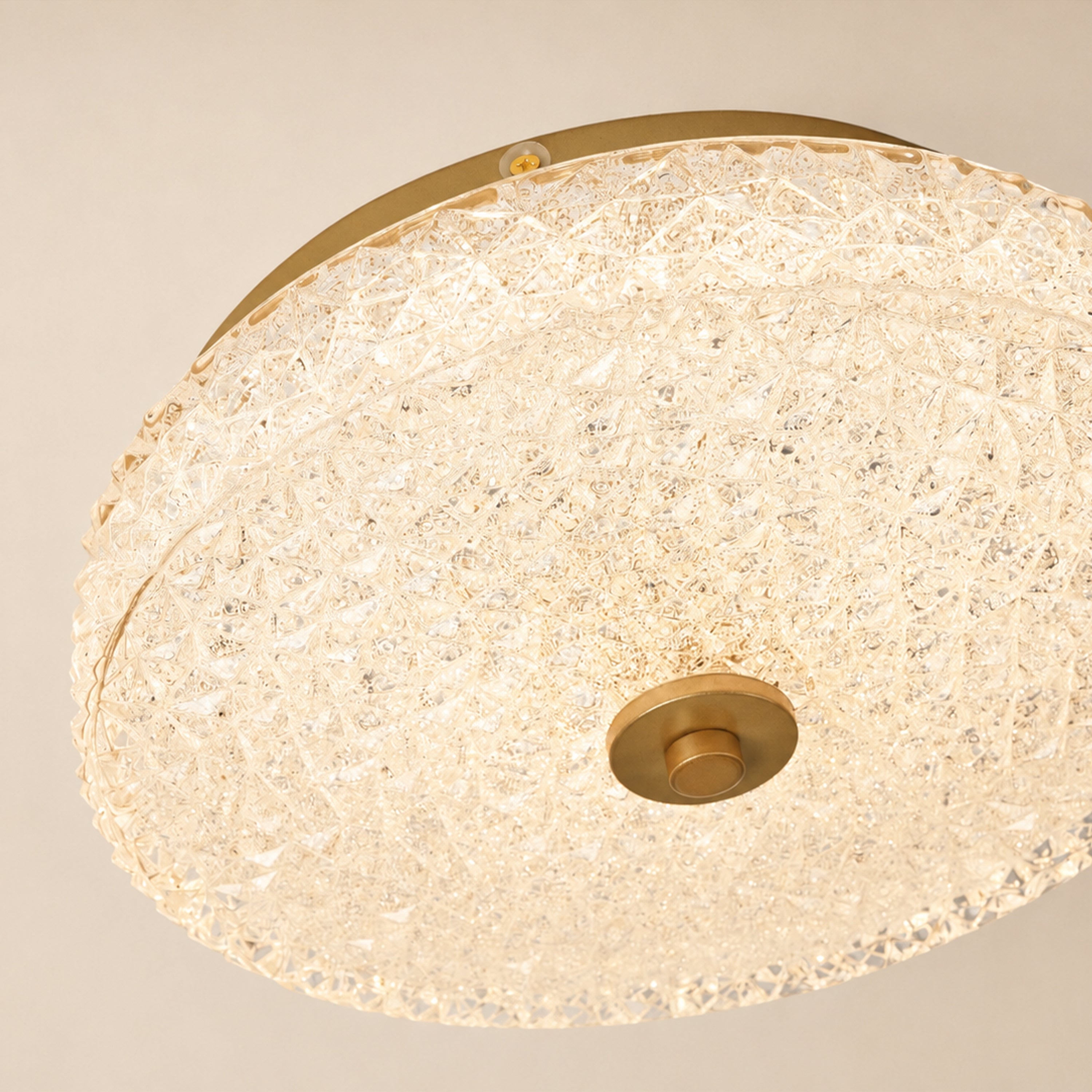 Marielle Crystal Glass Round Flush Mount#Finish_Gold