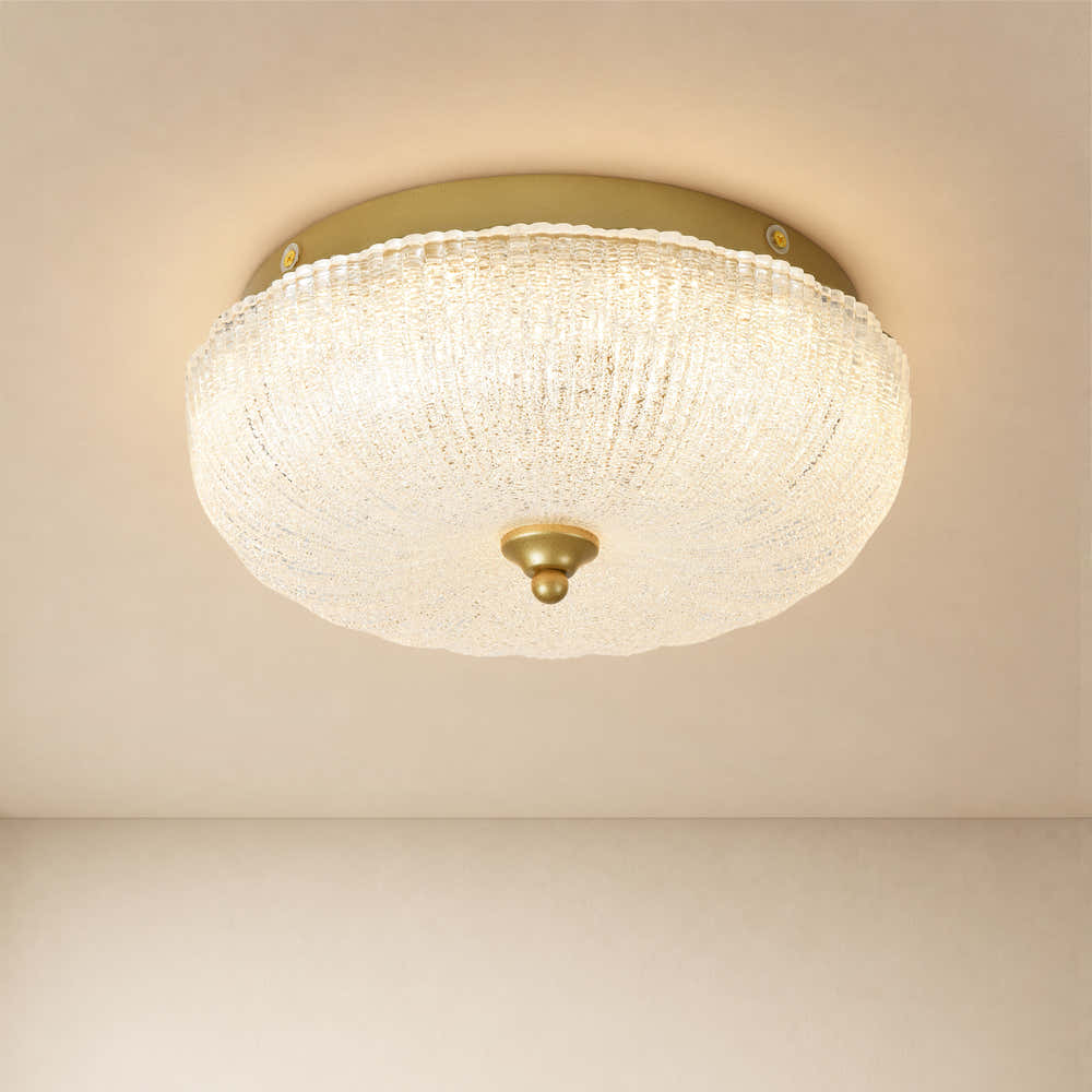 Marielle Pumpkin Crystal Glass Round Flush Mount
