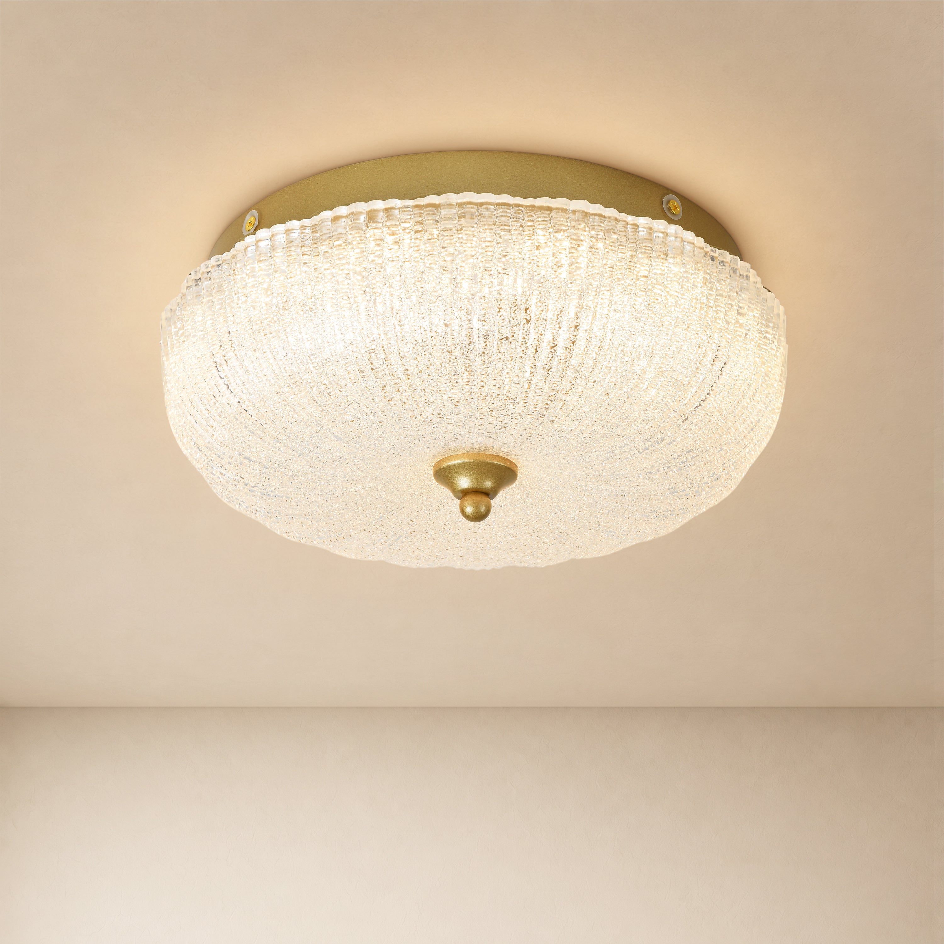 Marielle Pumpkin Crystal Glass Round Flush Mount#Finish_Gold