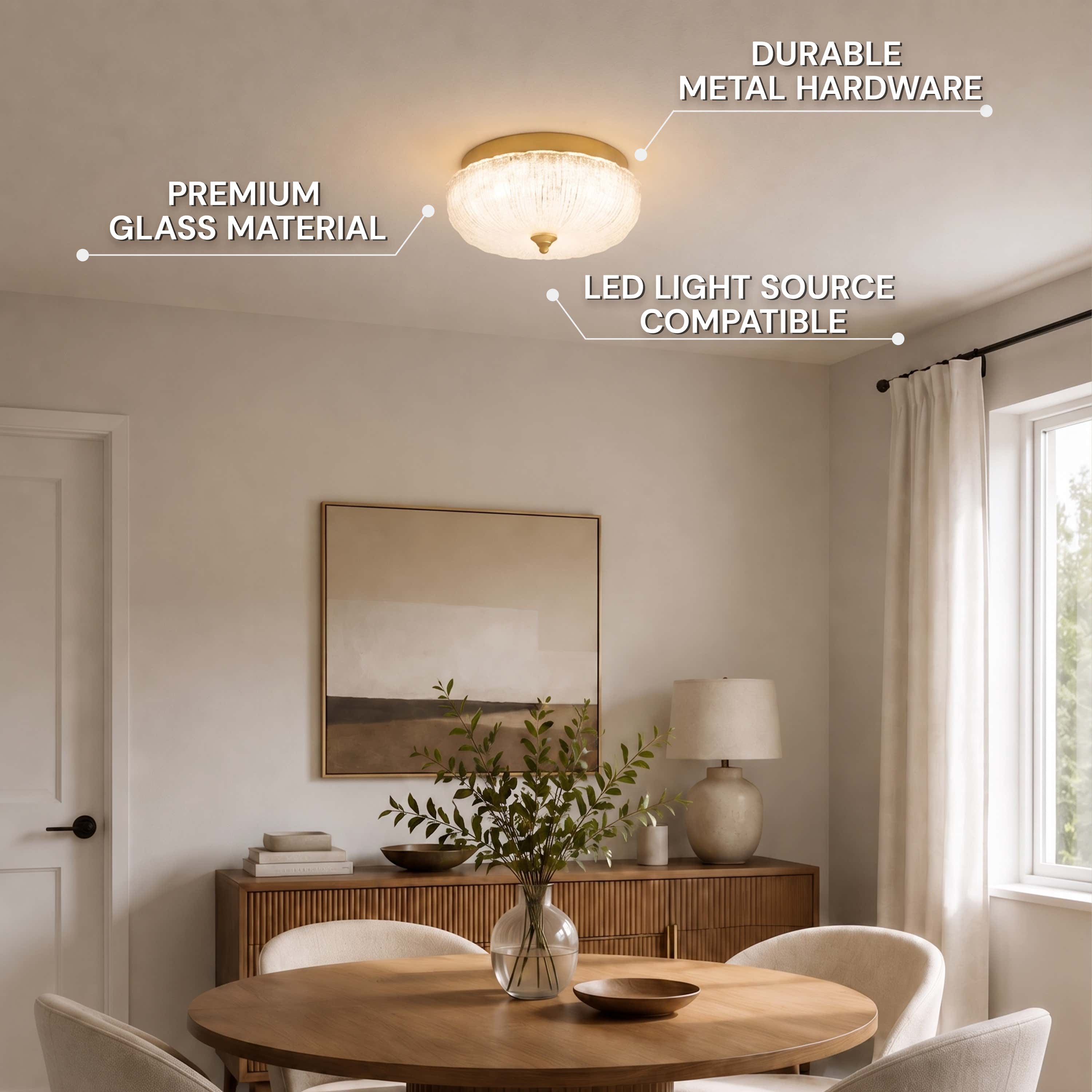 Marielle Pumpkin Crystal Glass Round Flush Mount
